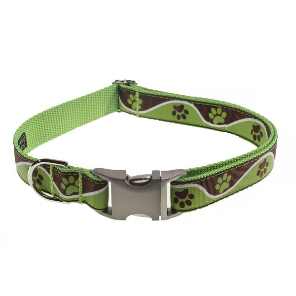 Sassy Dog Wear Paw Waves Green Dog Collar Adjusts 10-14 in. Small PAW WAVE GREEN2-C